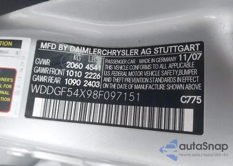 2008 Mercedes-Benz C 300 Luxury/Sport из США, поврежденный, VIN WDDGF54X98F097151